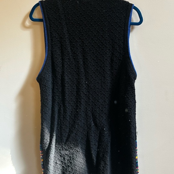 Vintage Russ Black Knit Multicolor Button Up V-Neck Sweater Vest, Cottagecore - Picture 8 of 12